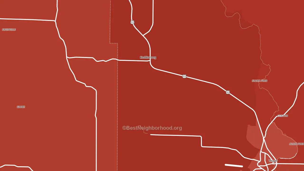 Koshkonong, MO block-group political-lean map