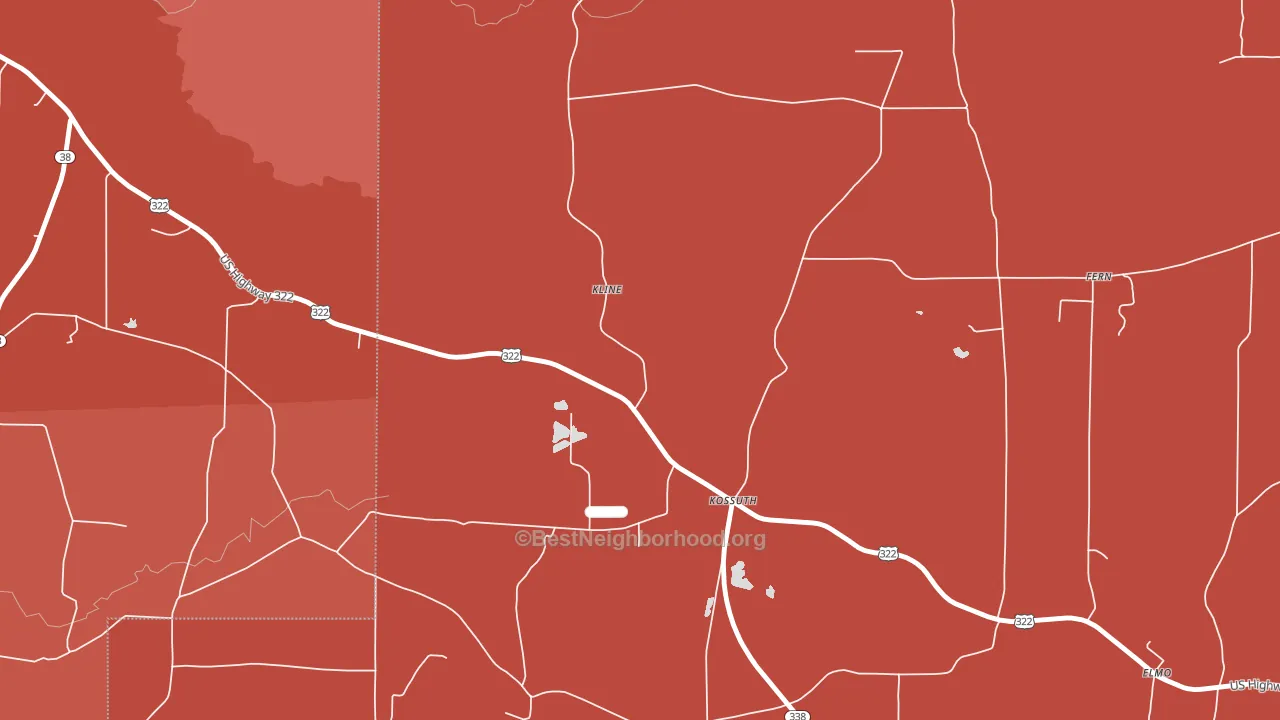 Kossuth, PA block-group political-lean map