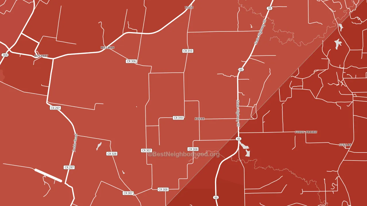 Kovar, TX block-group political-lean map