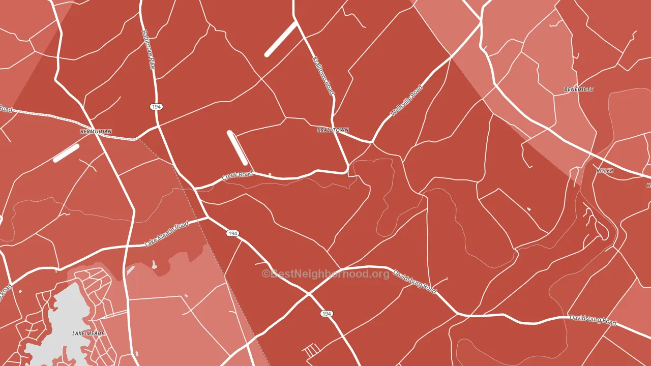 Kralltown, PA block-group political-lean map