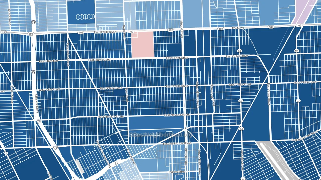 Kranz Woods, Detroit, MI block-group political-lean map