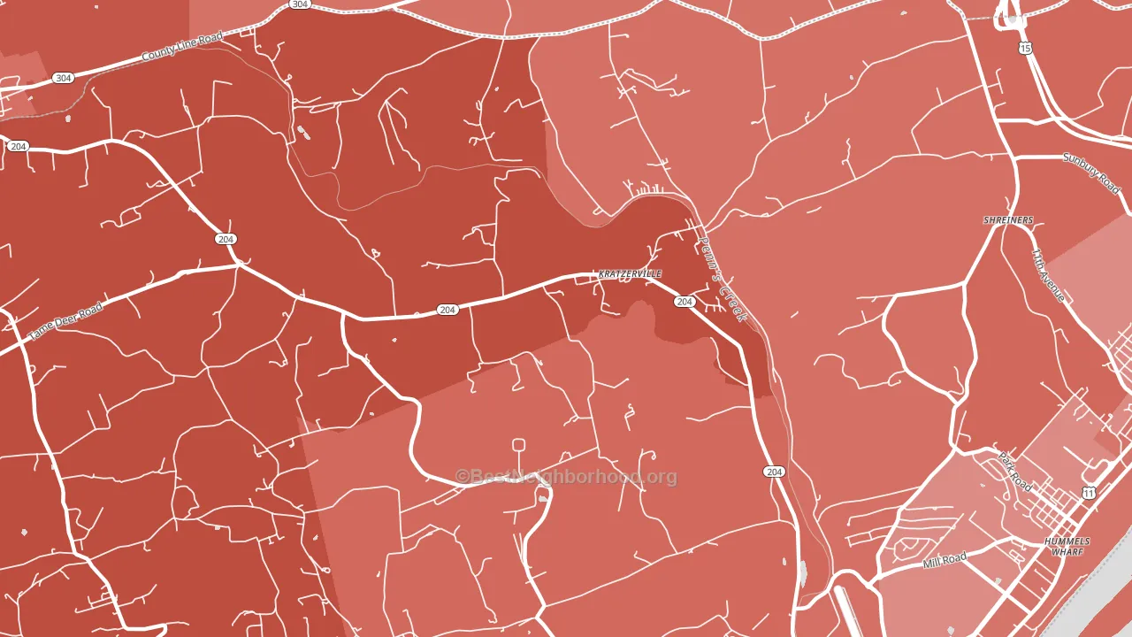 Kratzerville, PA block-group political-lean map