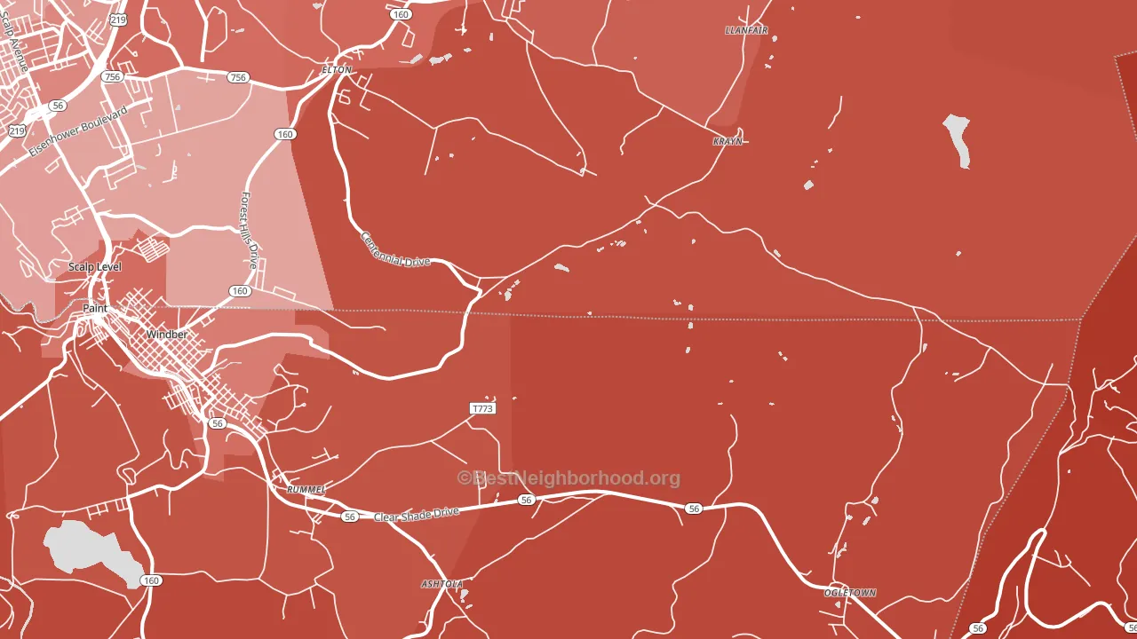 Krayn, PA block-group political-lean map