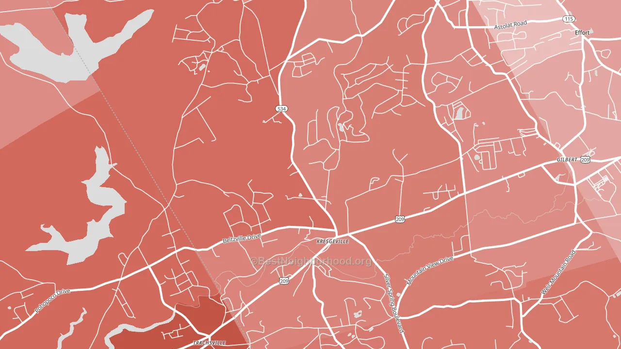 Kresgeville, PA block-group political-lean map