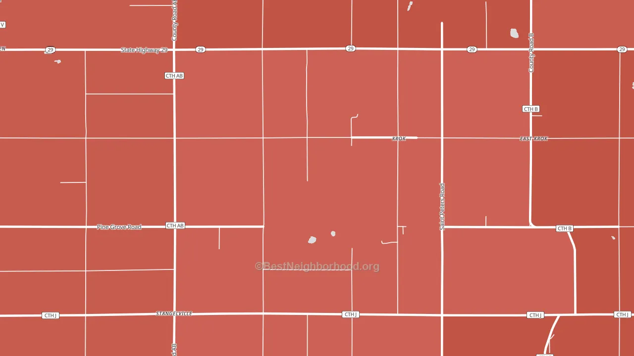 Krok, WI block-group political-lean map