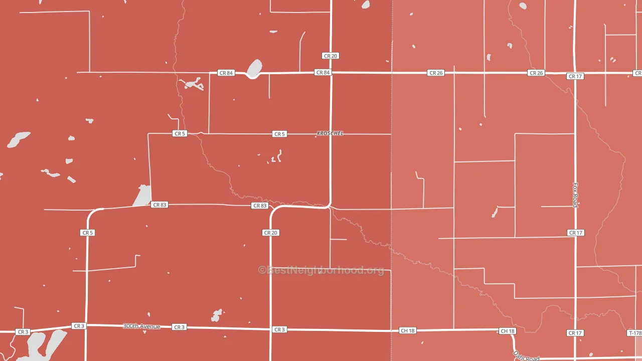 Kroschel, MN block-group political-lean map
