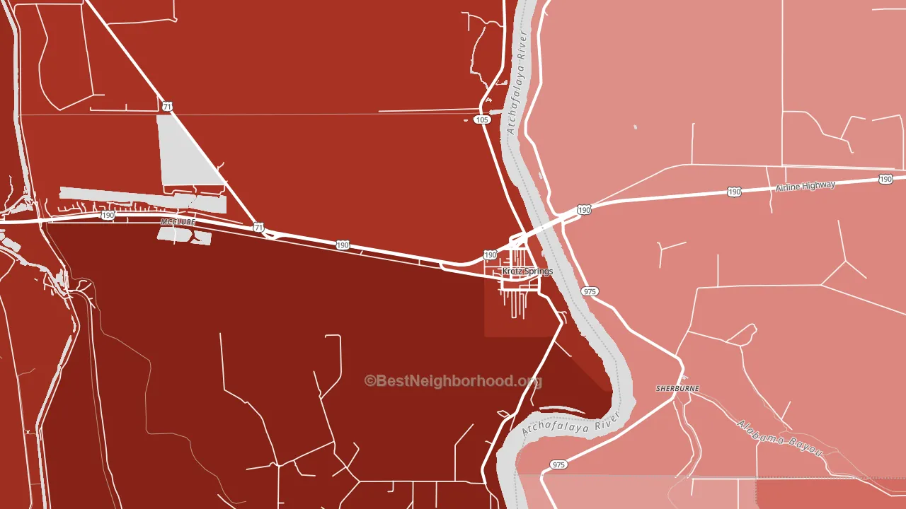 Krotz Springs, LA block-group political-lean map