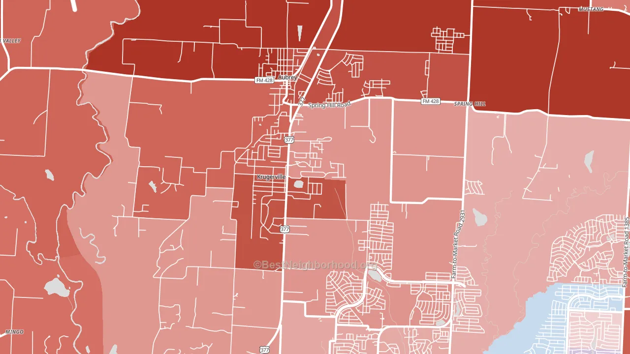 Krugerville, TX block-group political-lean map