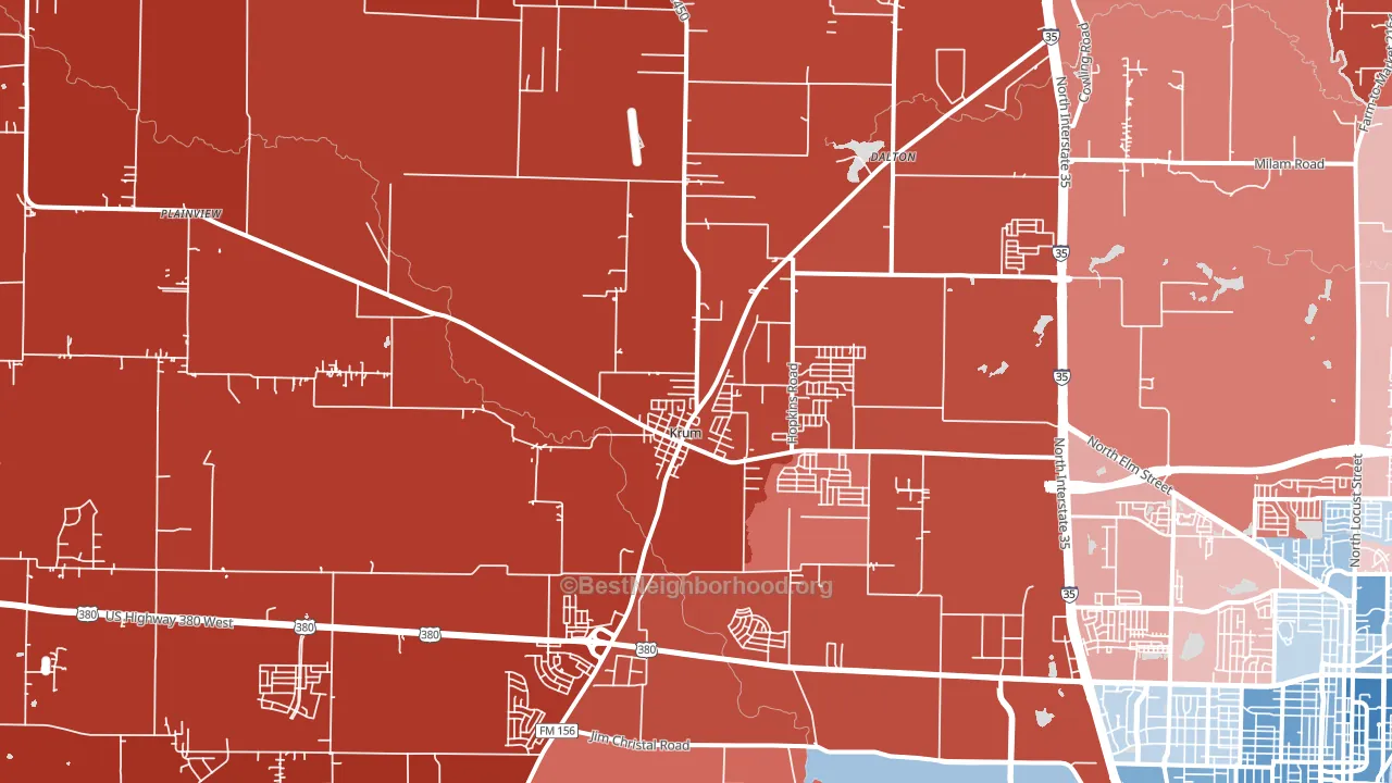 Krum, TX block-group political-lean map