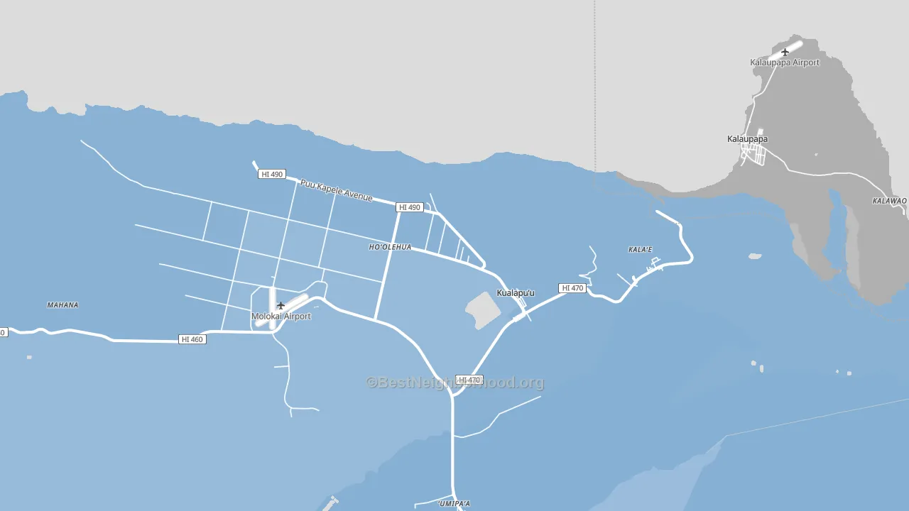 Kualapuu, HI block-group political-lean map
