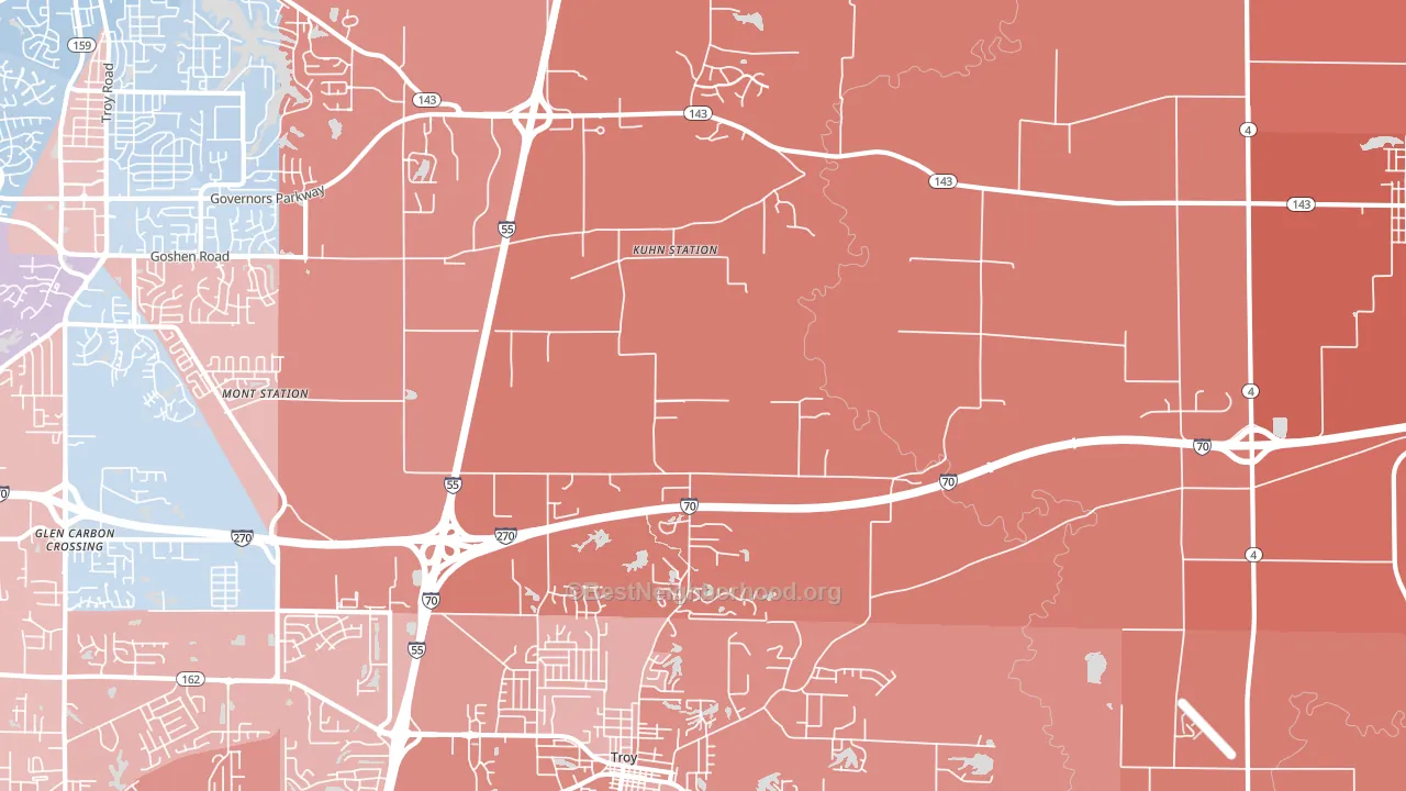 Kuhn Station, IL block-group political-lean map