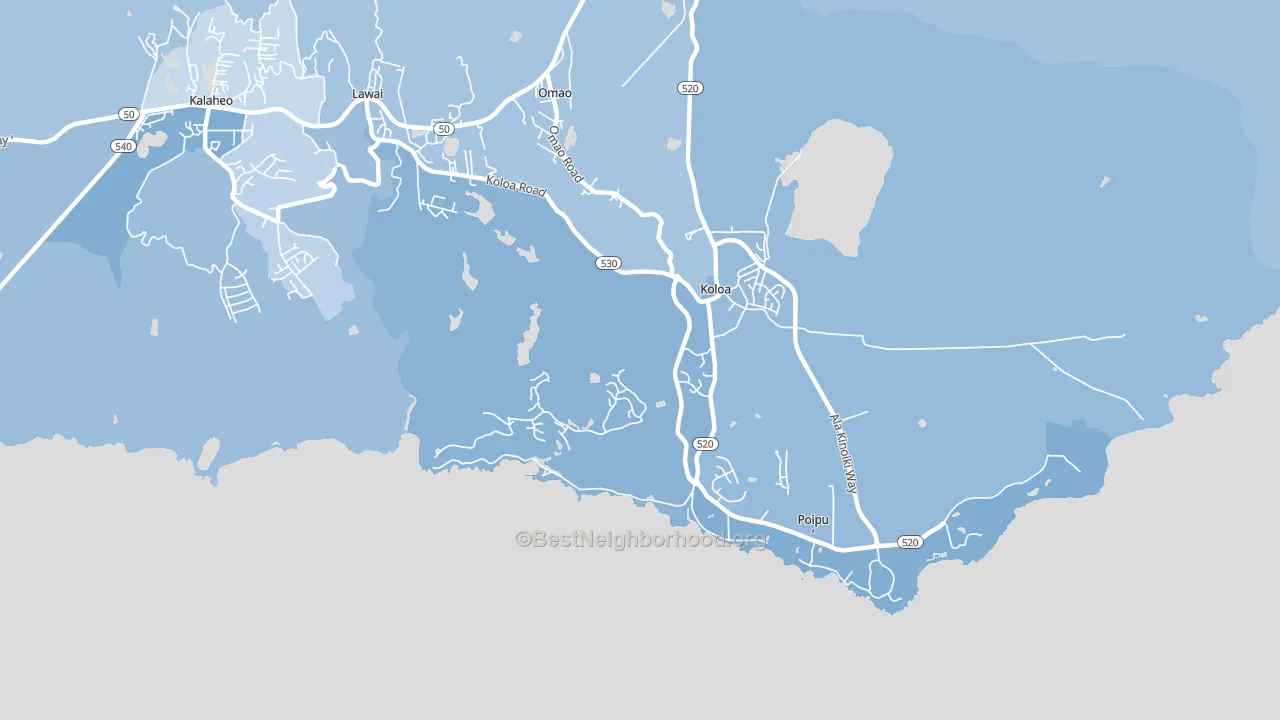 Kukuiula, HI block-group political-lean map