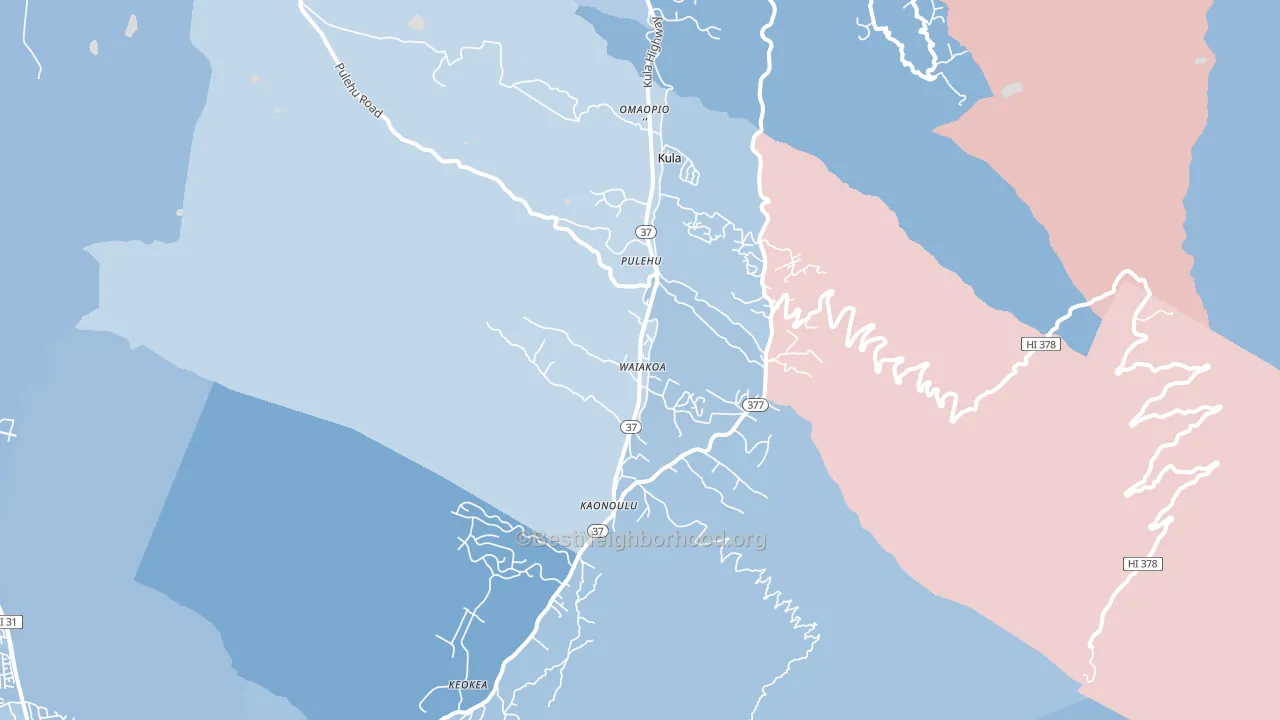 Kula, HI block-group political-lean map