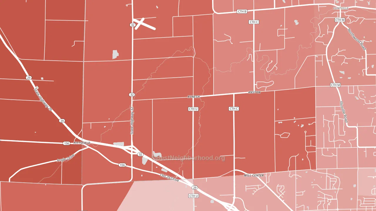 Kunesh, WI block-group political-lean map
