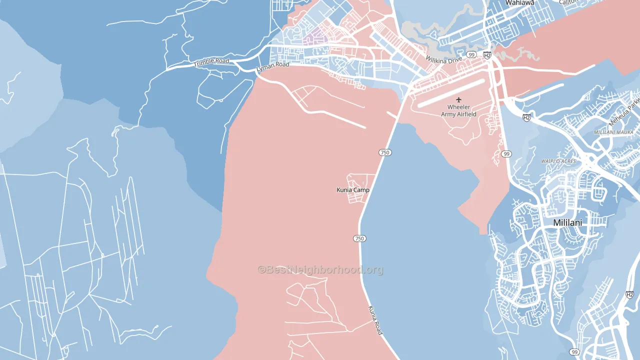 Kunia, HI block-group political-lean map