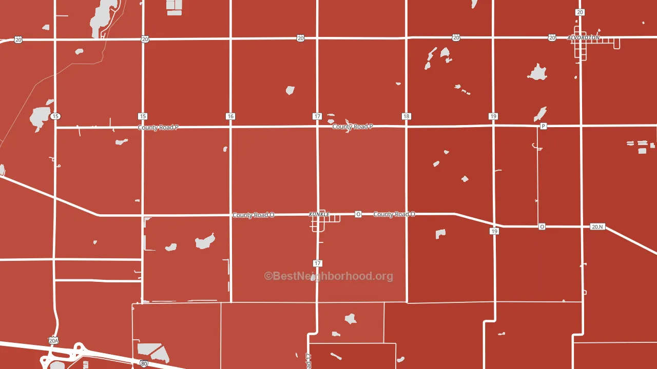 Kunkle, OH block-group political-lean map