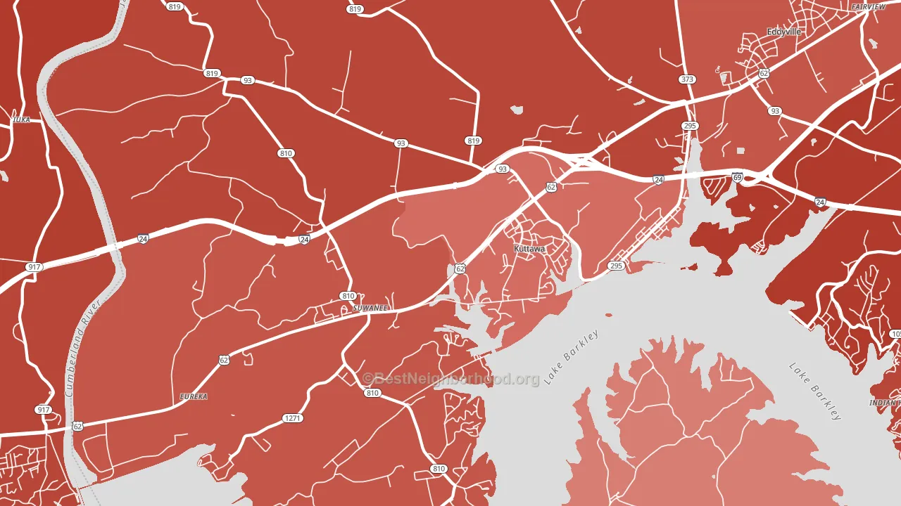 Kuttawa, KY block-group political-lean map