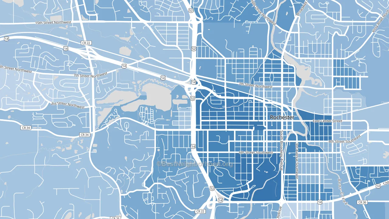Kutzky Park, Rochester, MN block-group political-lean map