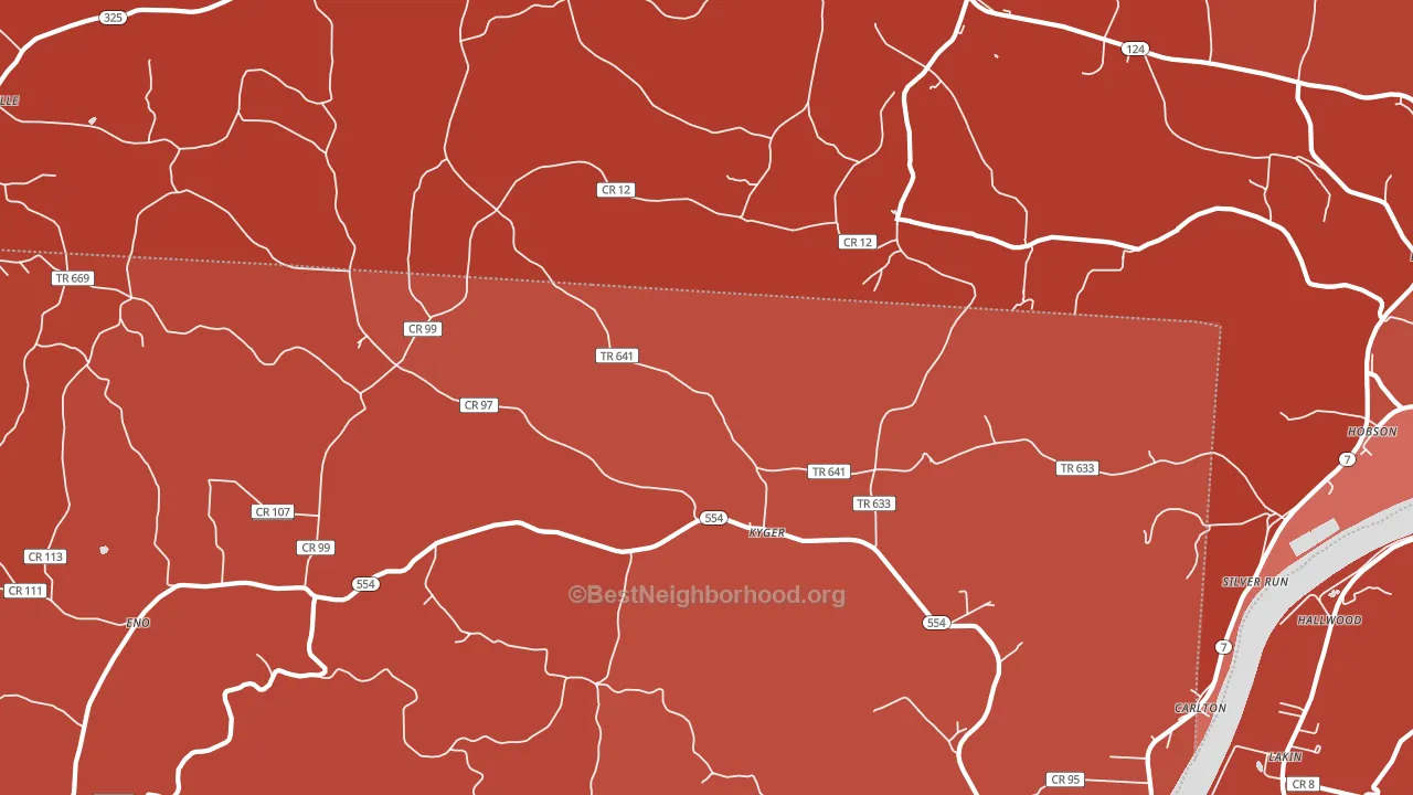 Kyger, OH block-group political-lean map