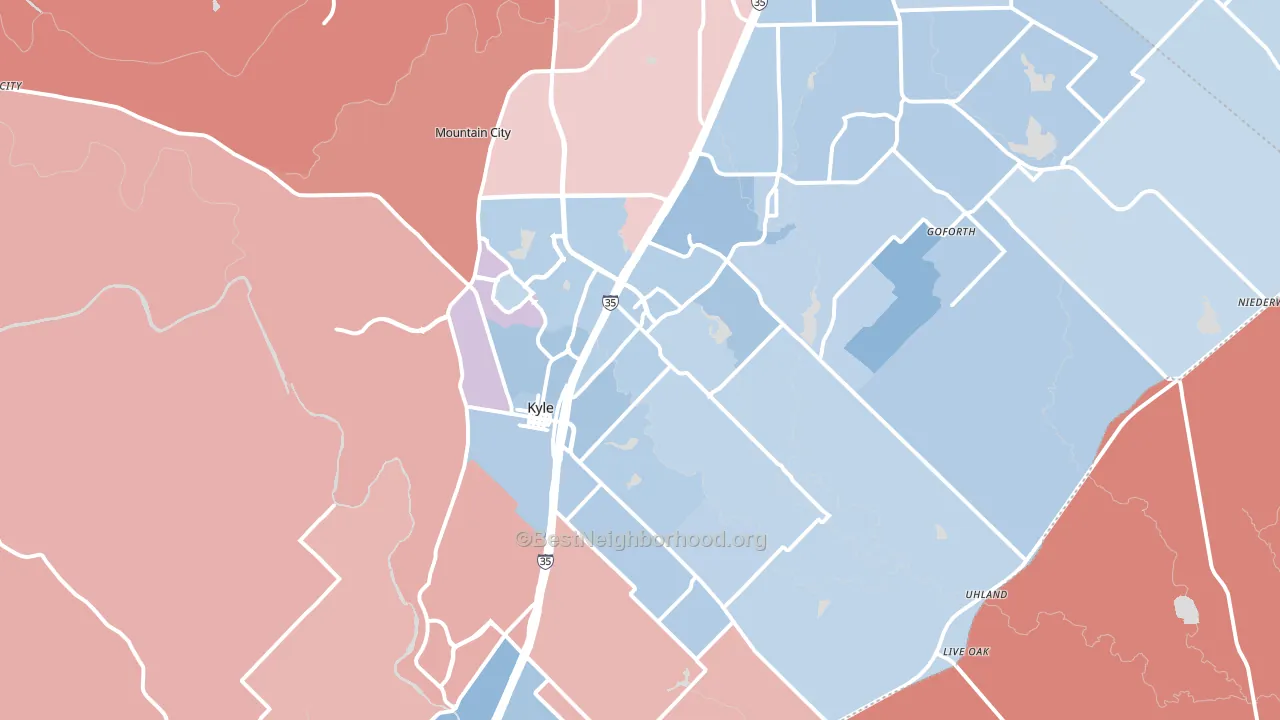 Kyle, TX block-group political-lean map