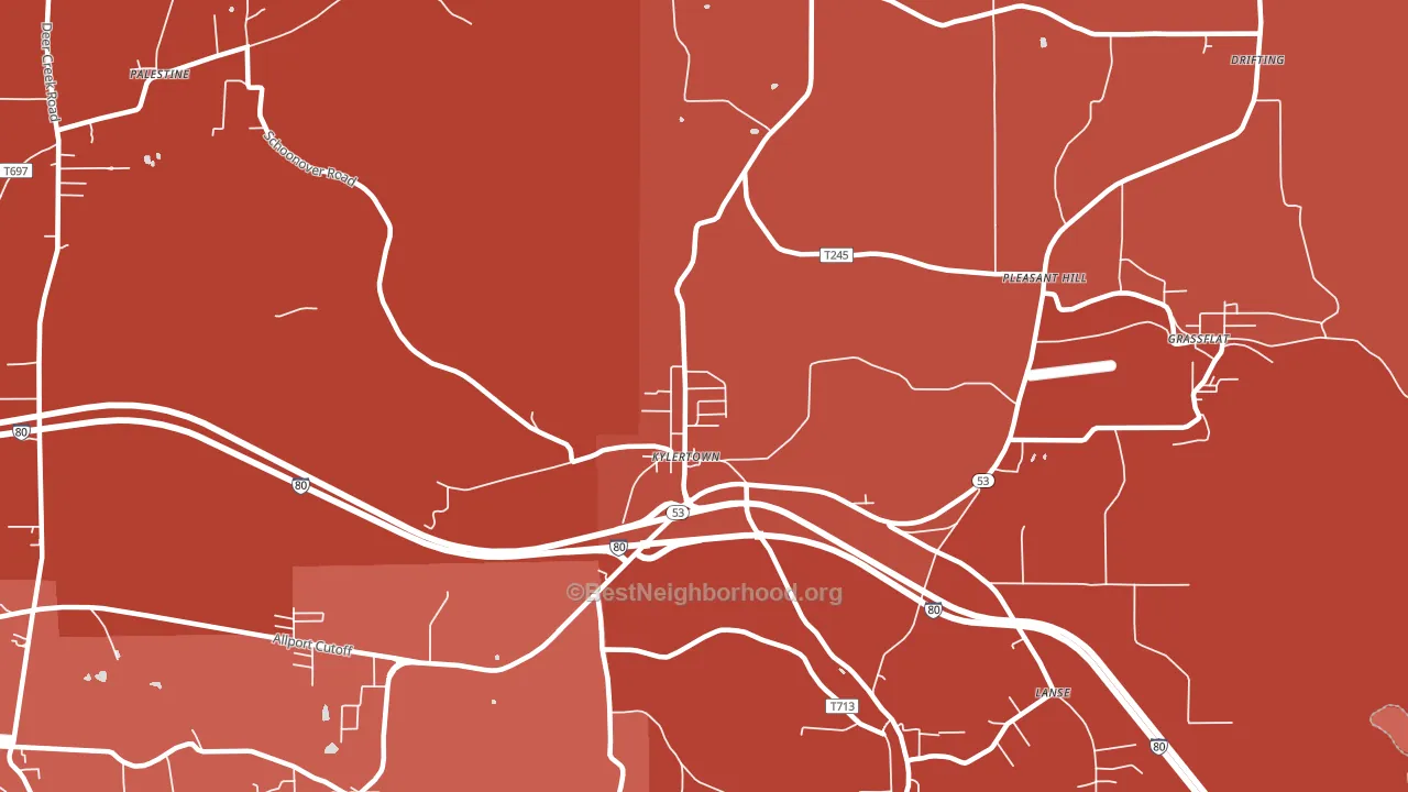Kylertown, PA block-group political-lean map