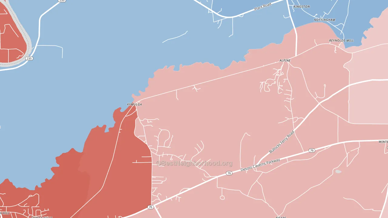Kymulga, AL block-group political-lean map