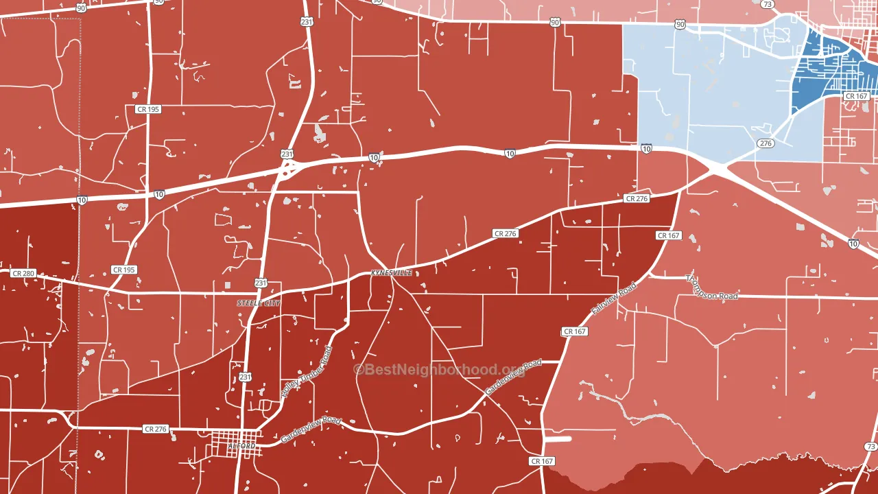 Kynesville, FL block-group political-lean map