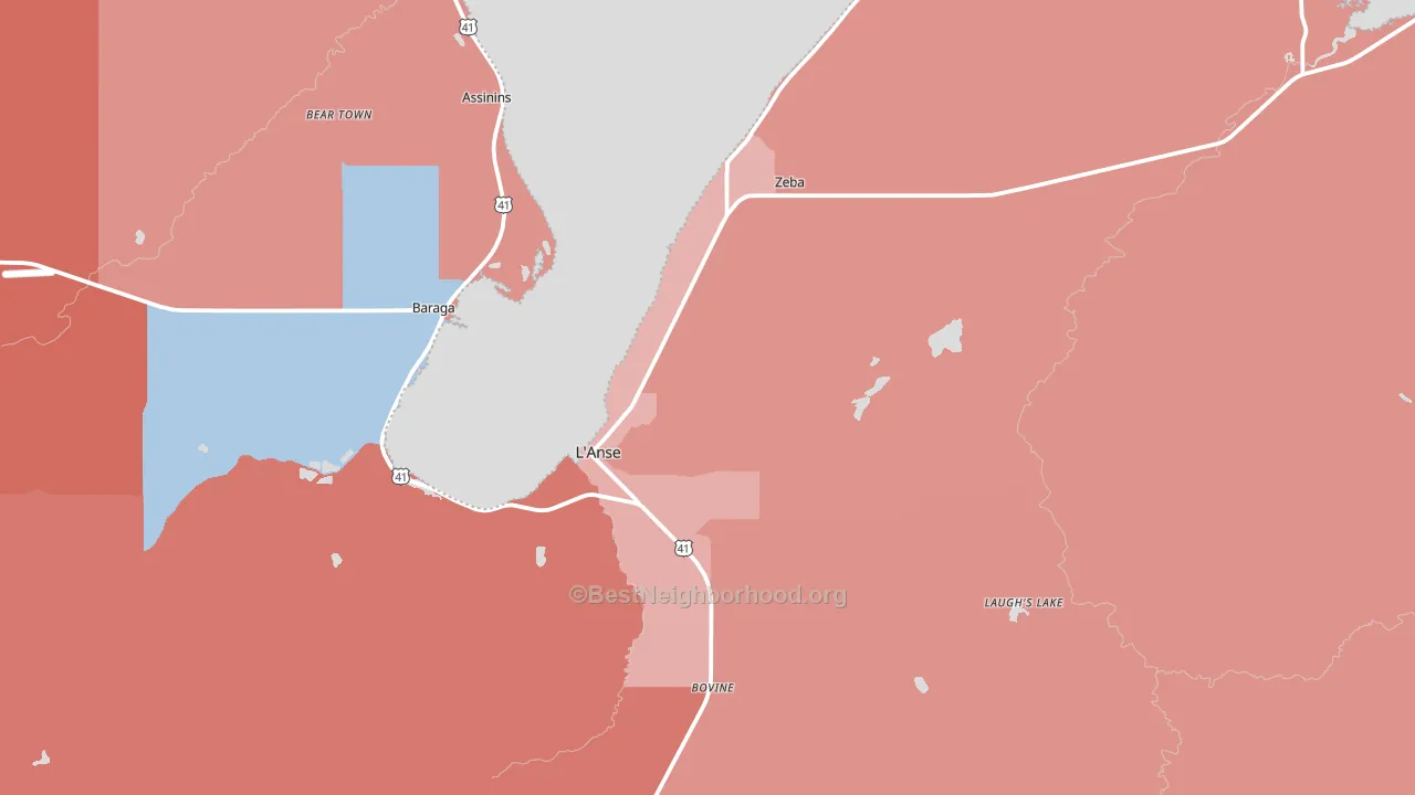 L'Anse, MI block-group political-lean map