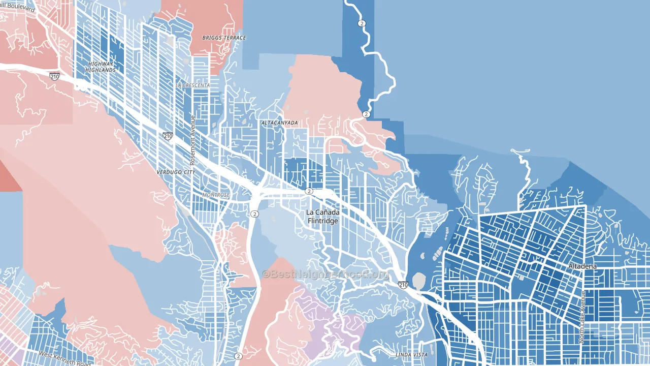 La Canada Flintridge, CA block-group political-lean map