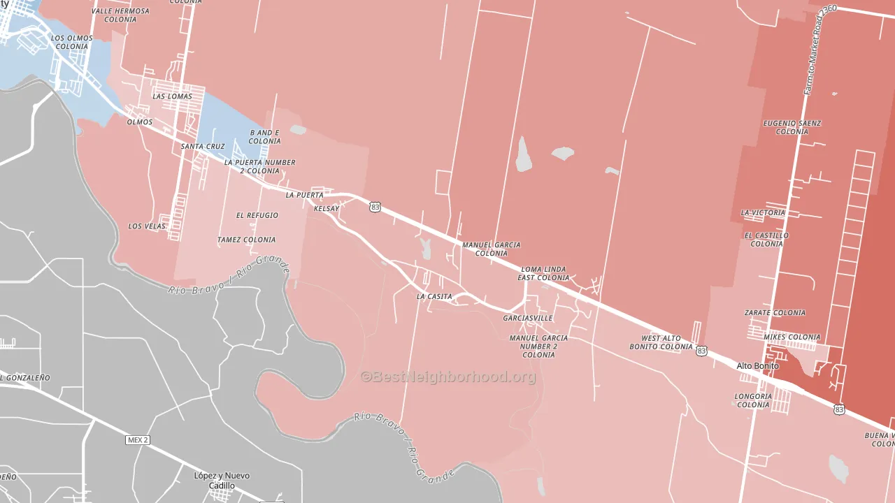 La Casita, TX block-group political-lean map