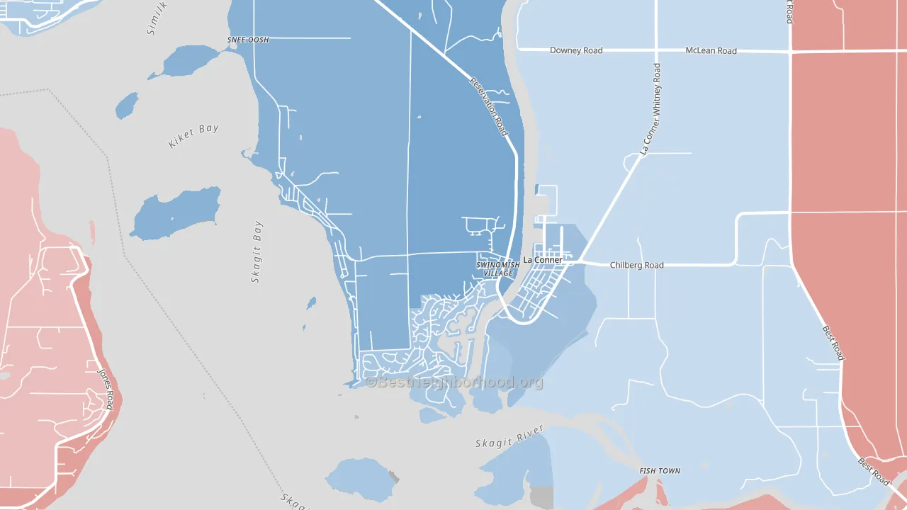 La Conner, WA block-group political-lean map
