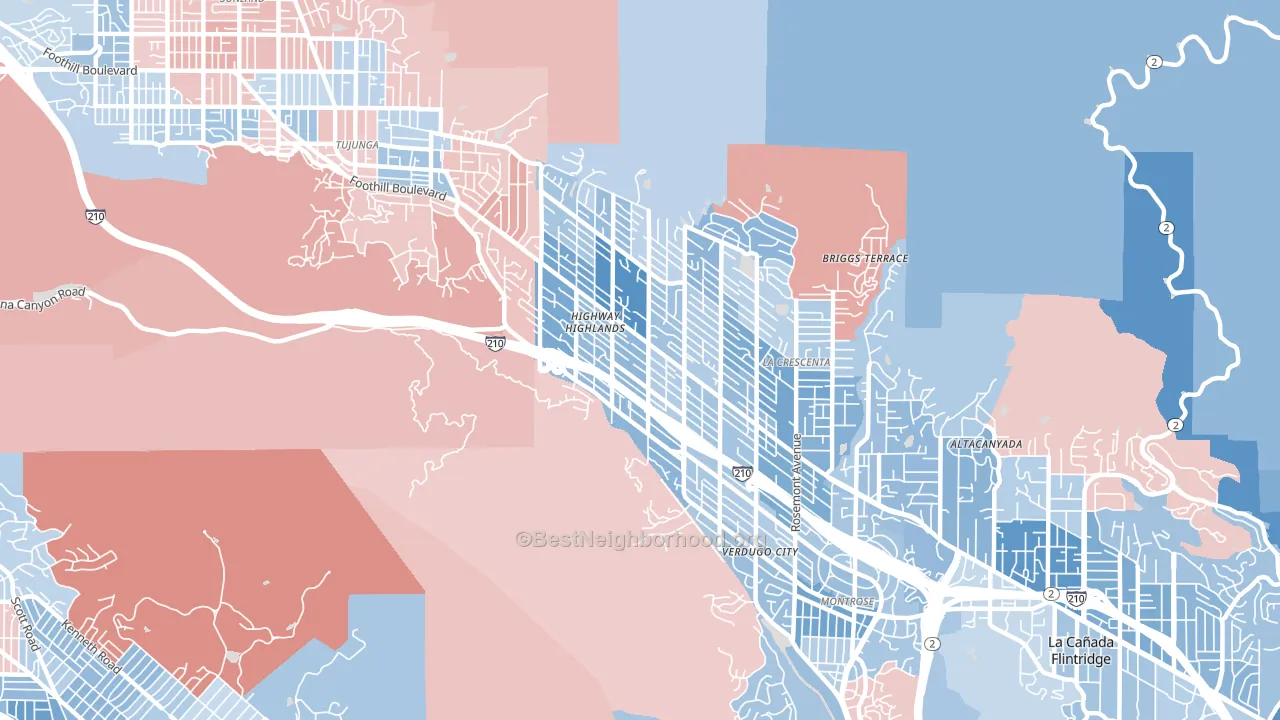 La Crescenta, CA block-group political-lean map
