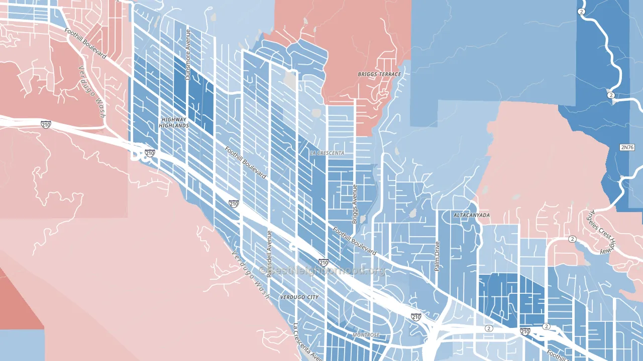 La Crescenta-Montrose, CA block-group political-lean map