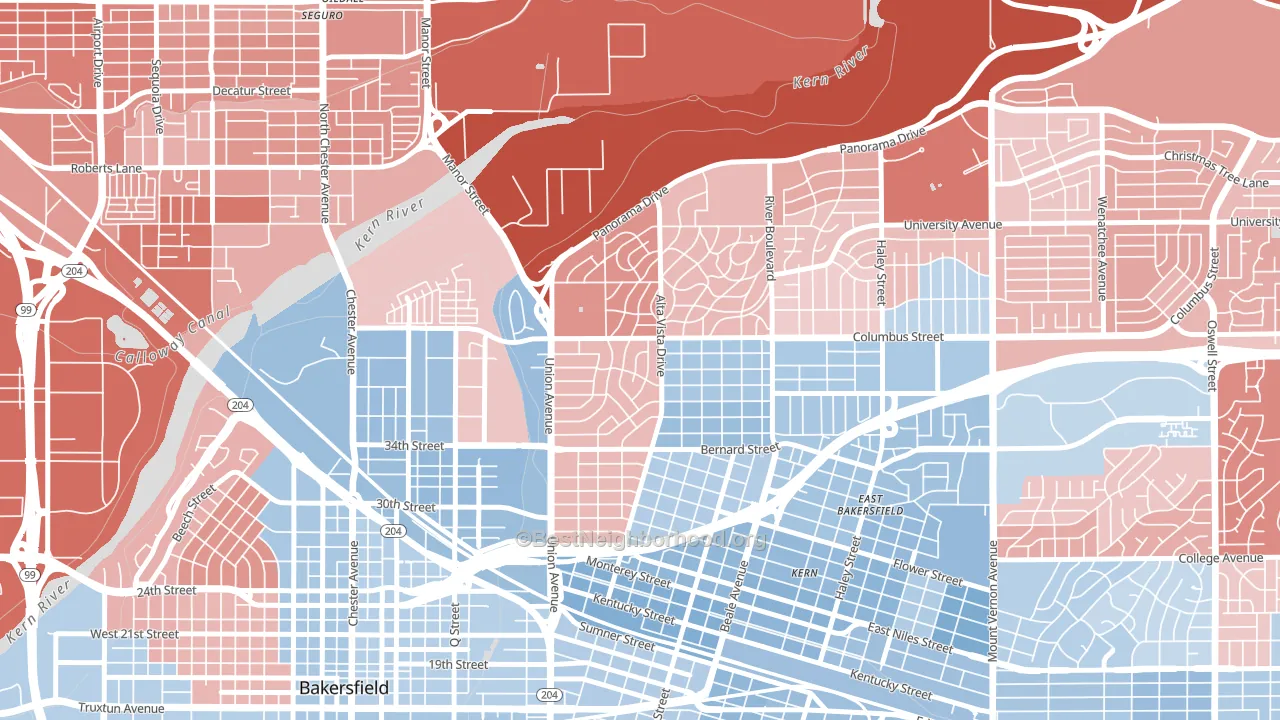 La Cresta-Alta Vista, Bakersfield, CA block-group political-lean map
