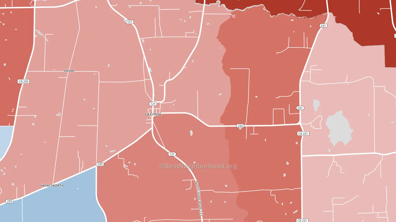 La Crosse, FL block-group political-lean map