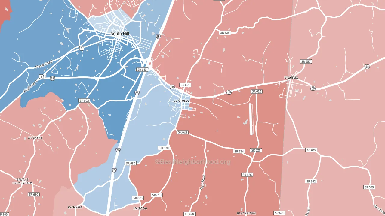 La Crosse, VA block-group political-lean map