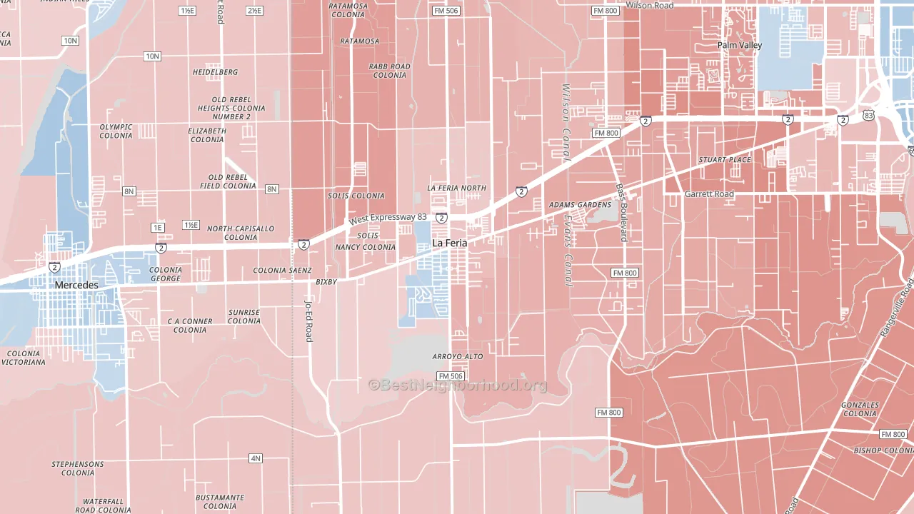 La Feria, TX block-group political-lean map
