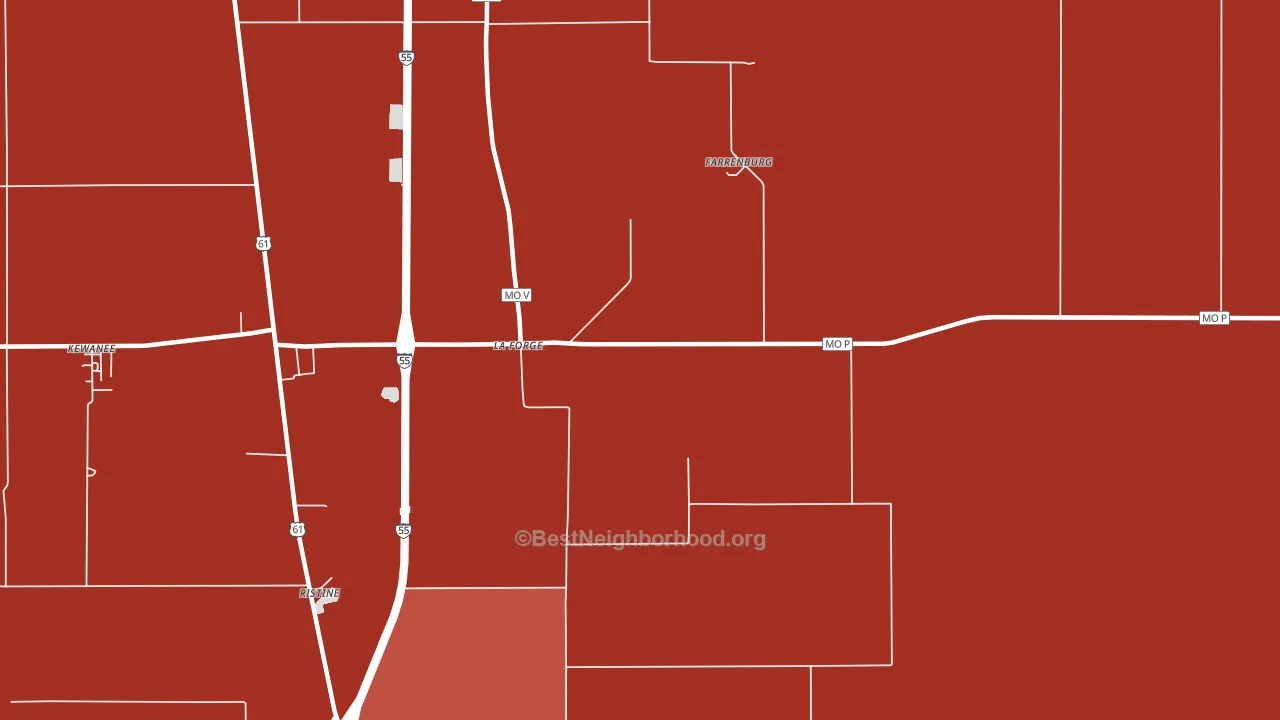 La Forge, MO block-group political-lean map