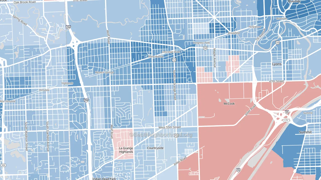 La Grange, IL block-group political-lean map
