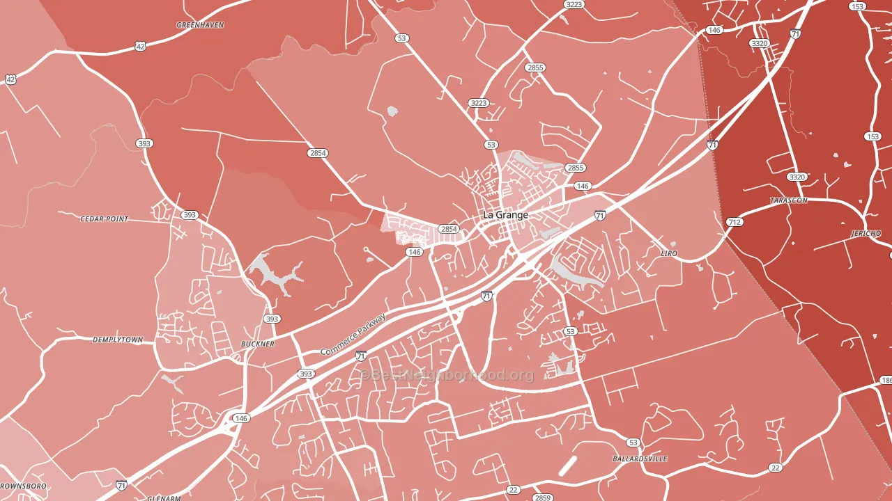 La Grange, KY block-group political-lean map