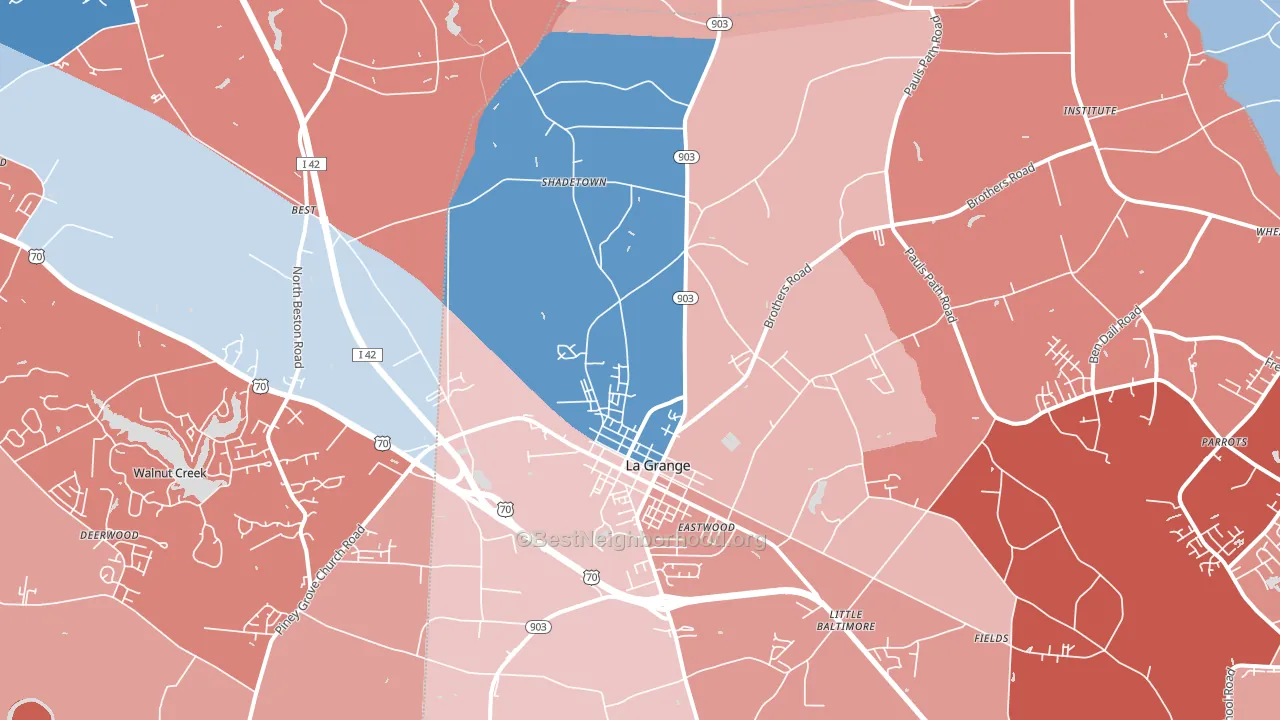 La Grange, NC block-group political-lean map