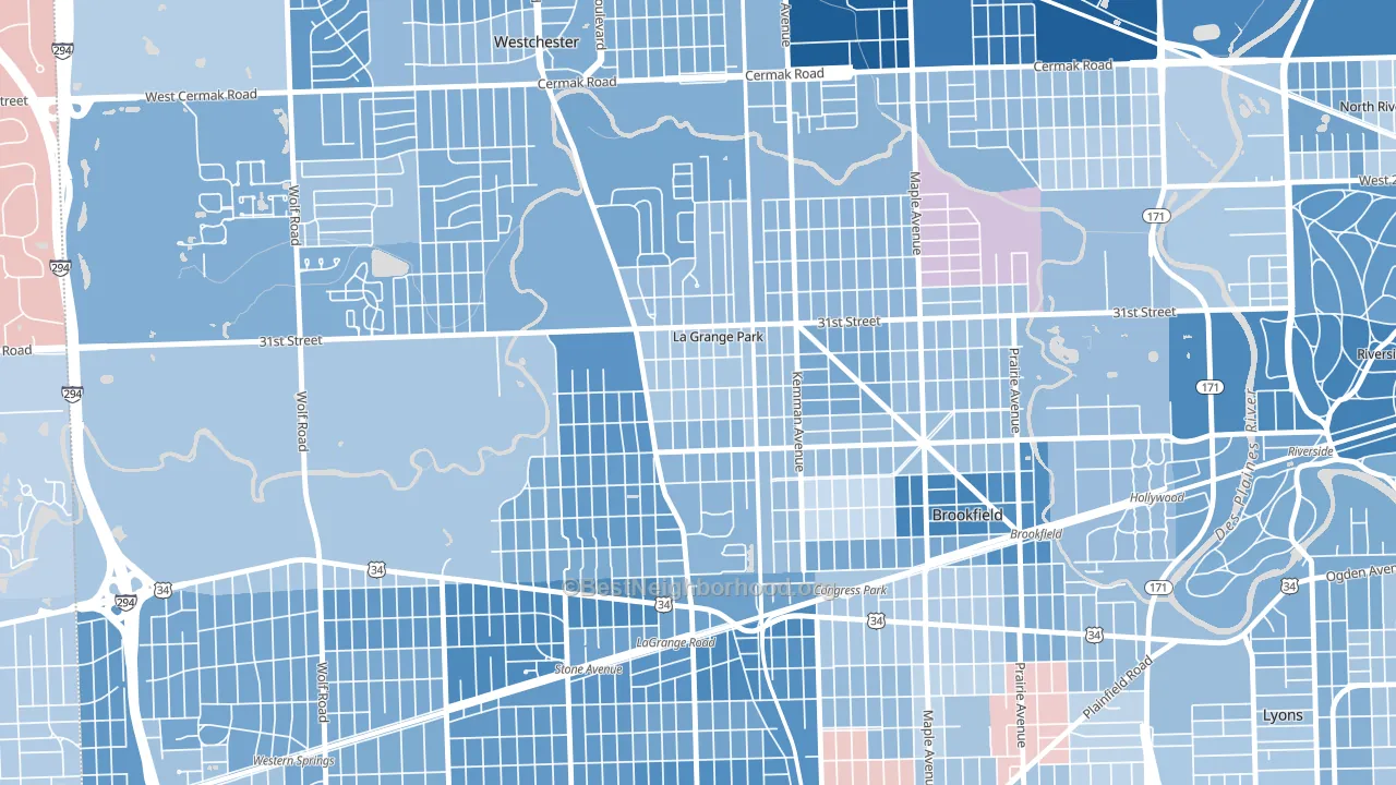La Grange Park, IL block-group political-lean map
