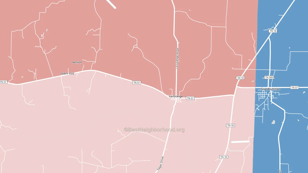 La Grange, TN block-group political-lean map