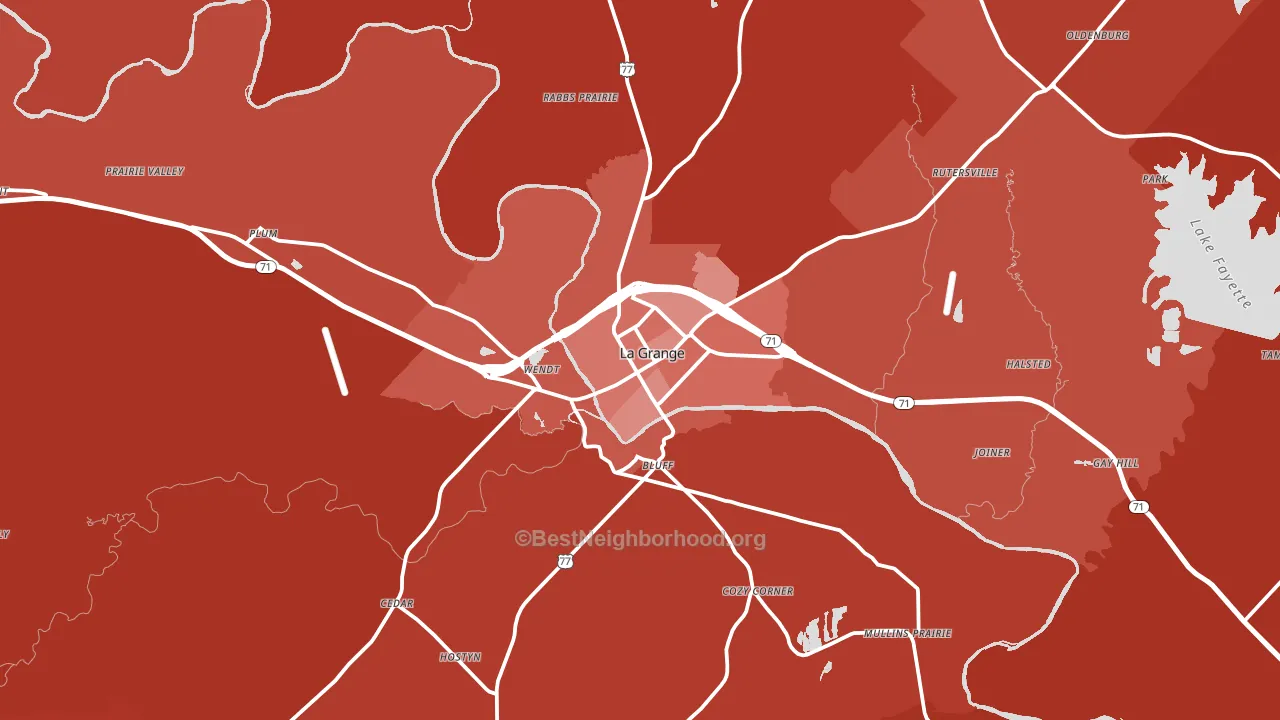 La Grange, TX block-group political-lean map
