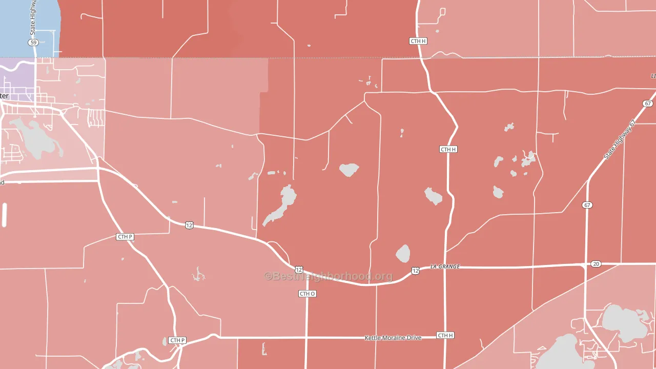 La Grange, WI block-group political-lean map