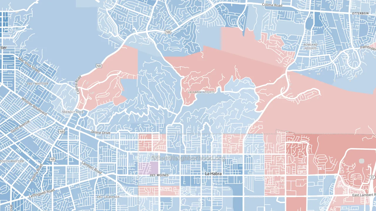 La Habra Heights, CA block-group political-lean map