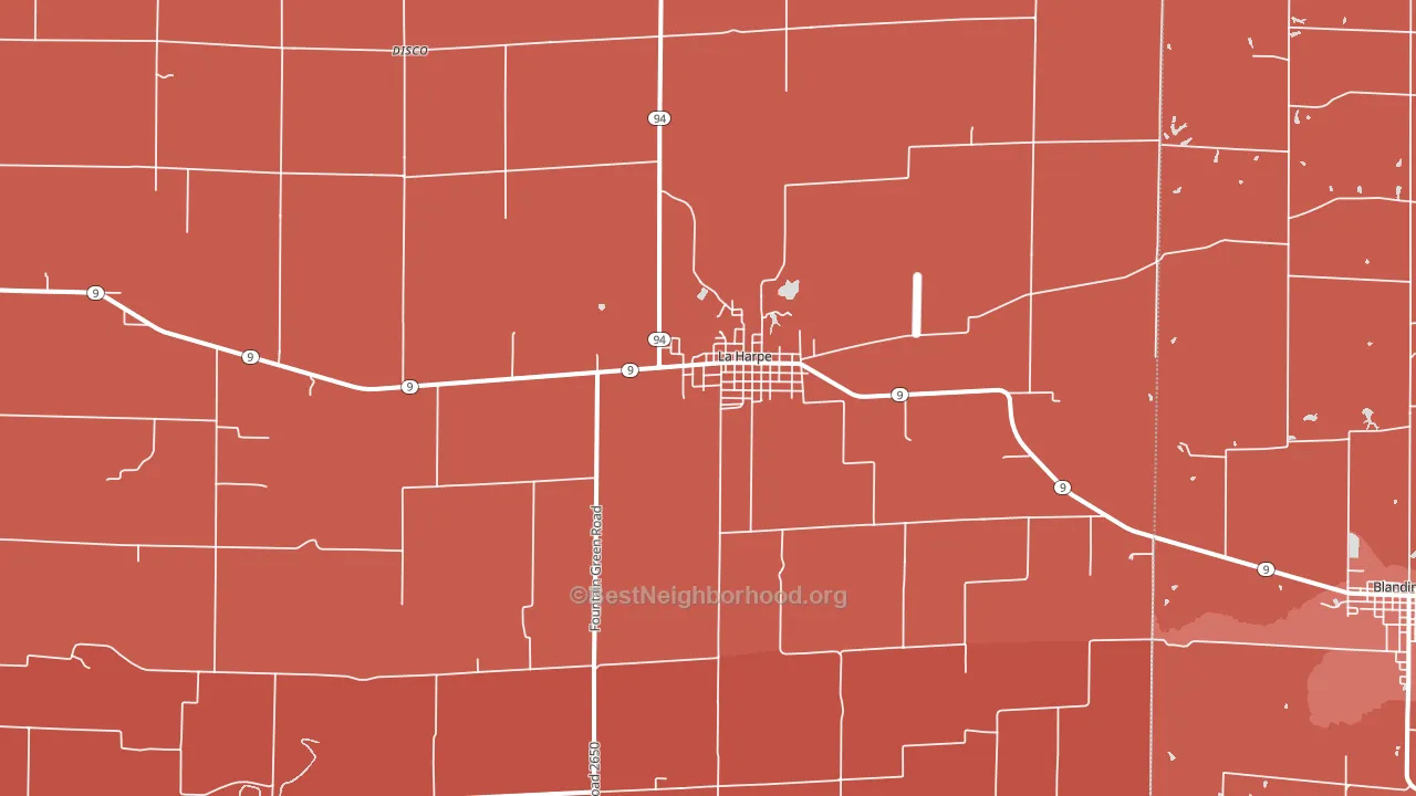 La Harpe, IL block-group political-lean map
