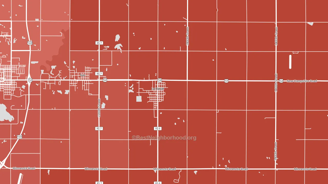 La Harpe, KS block-group political-lean map