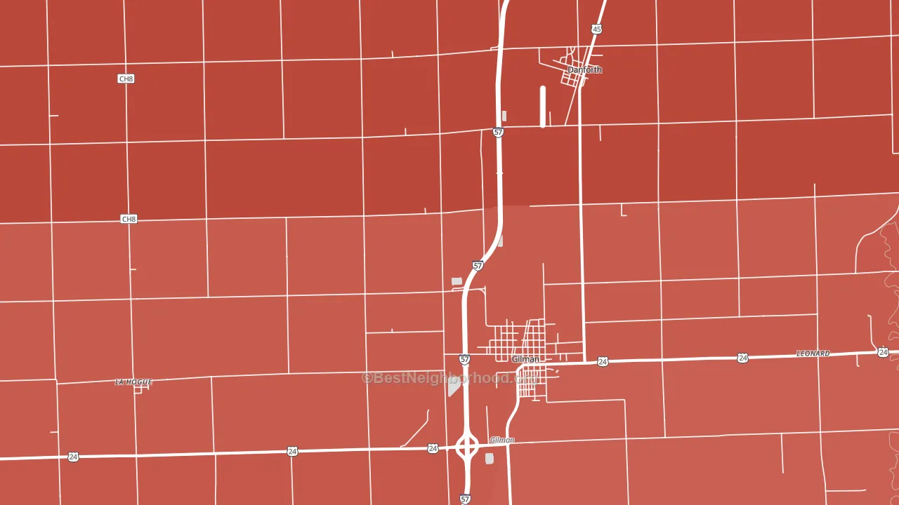 La Hogue, IL block-group political-lean map