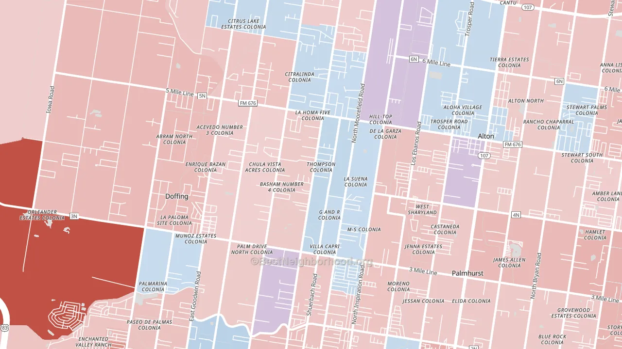La Homa, Mission, TX block-group political-lean map